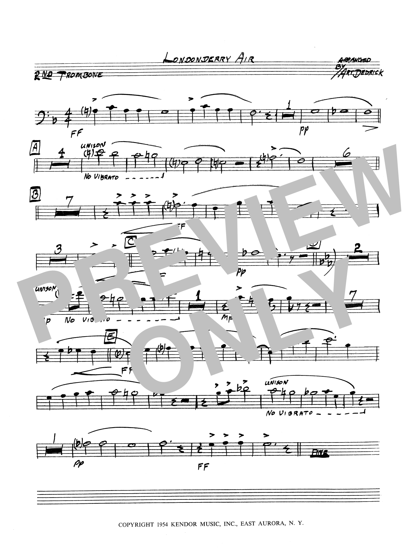 Download Art Dedrick Londonderry Air - 2nd Trombone Sheet Music