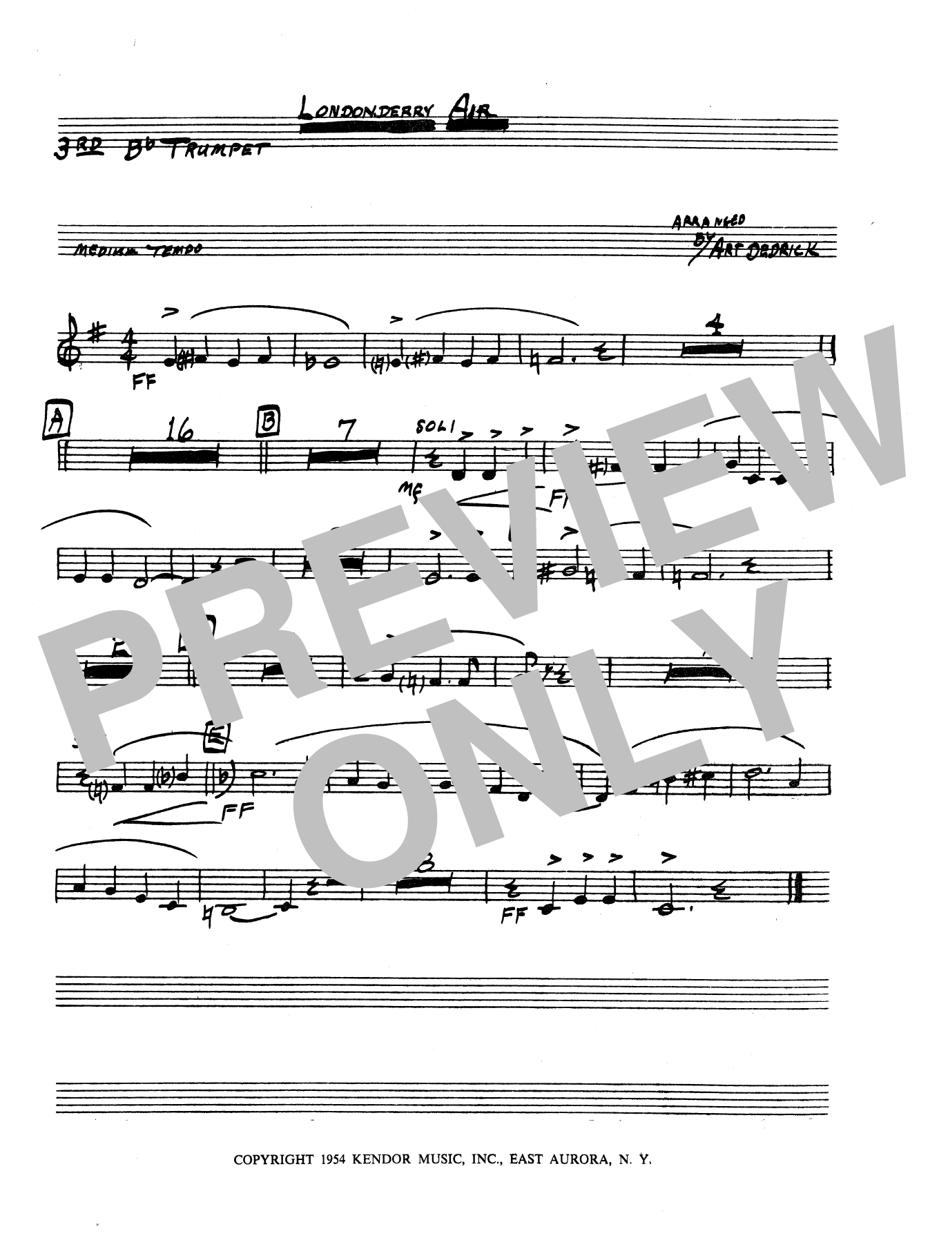 Download Art Dedrick Londonderry Air - 3rd Bb Trumpet Sheet Music
