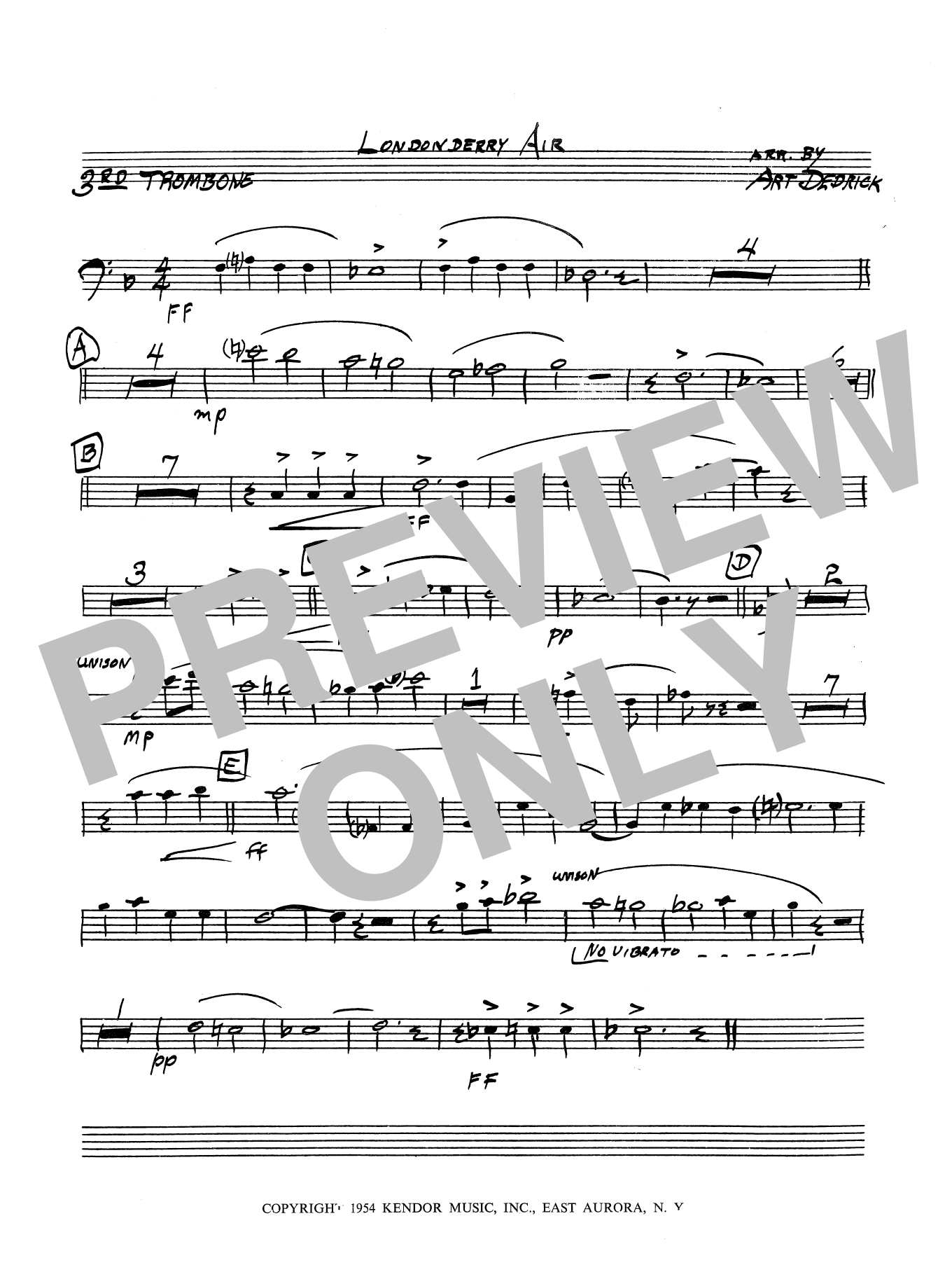 Download Art Dedrick Londonderry Air - 3rd Trombone Sheet Music