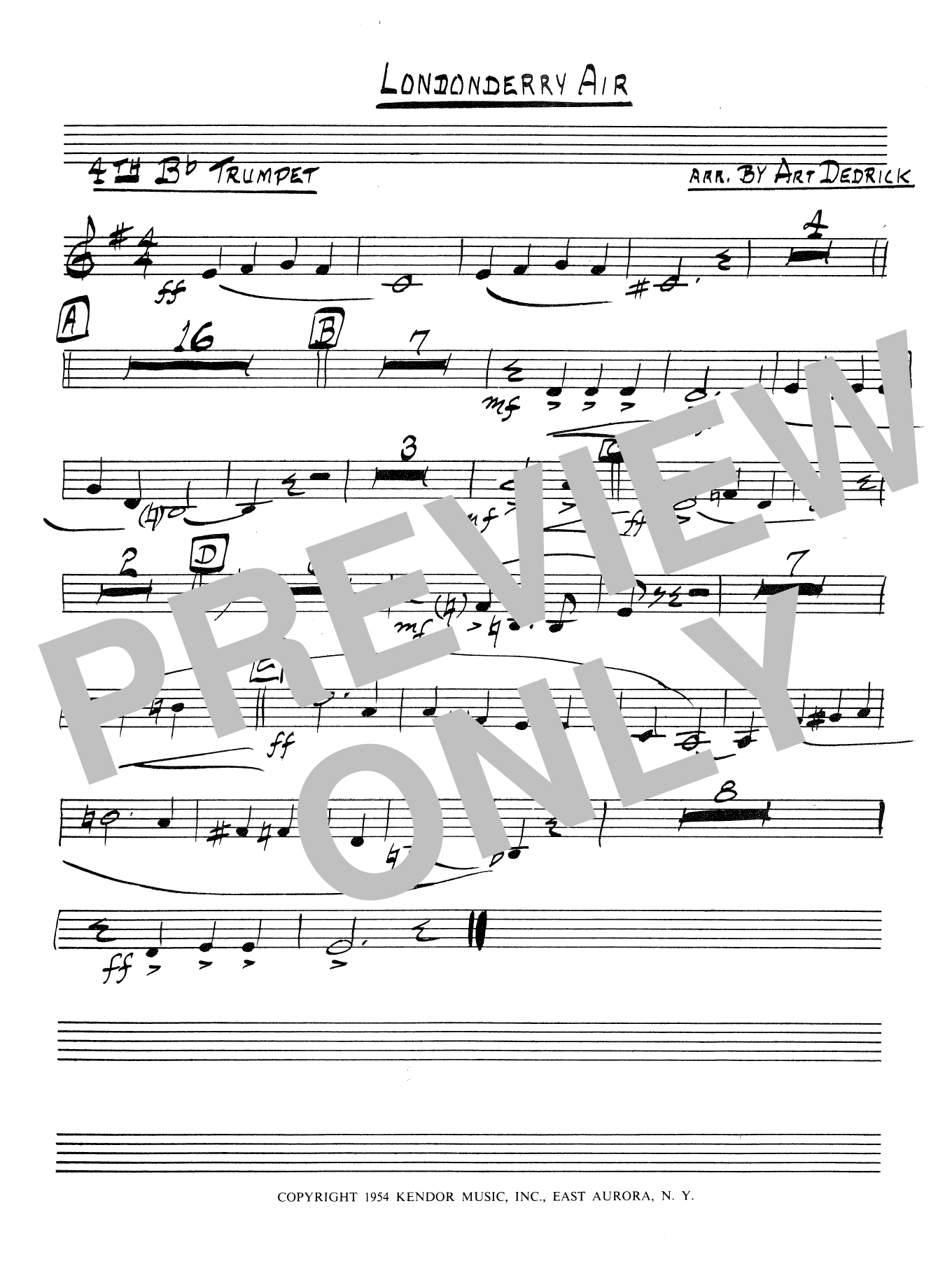 Download Art Dedrick Londonderry Air - 4th Bb Trumpet Sheet Music