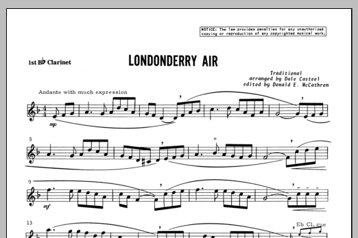 Download Casteel Londonderry Air - Clarinet 1 Sheet Music