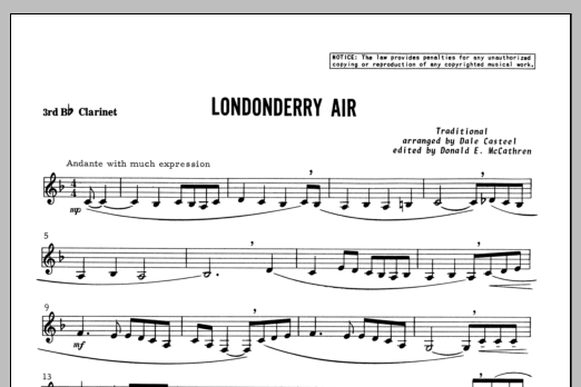 Download Casteel Londonderry Air - Clarinet 3 Sheet Music