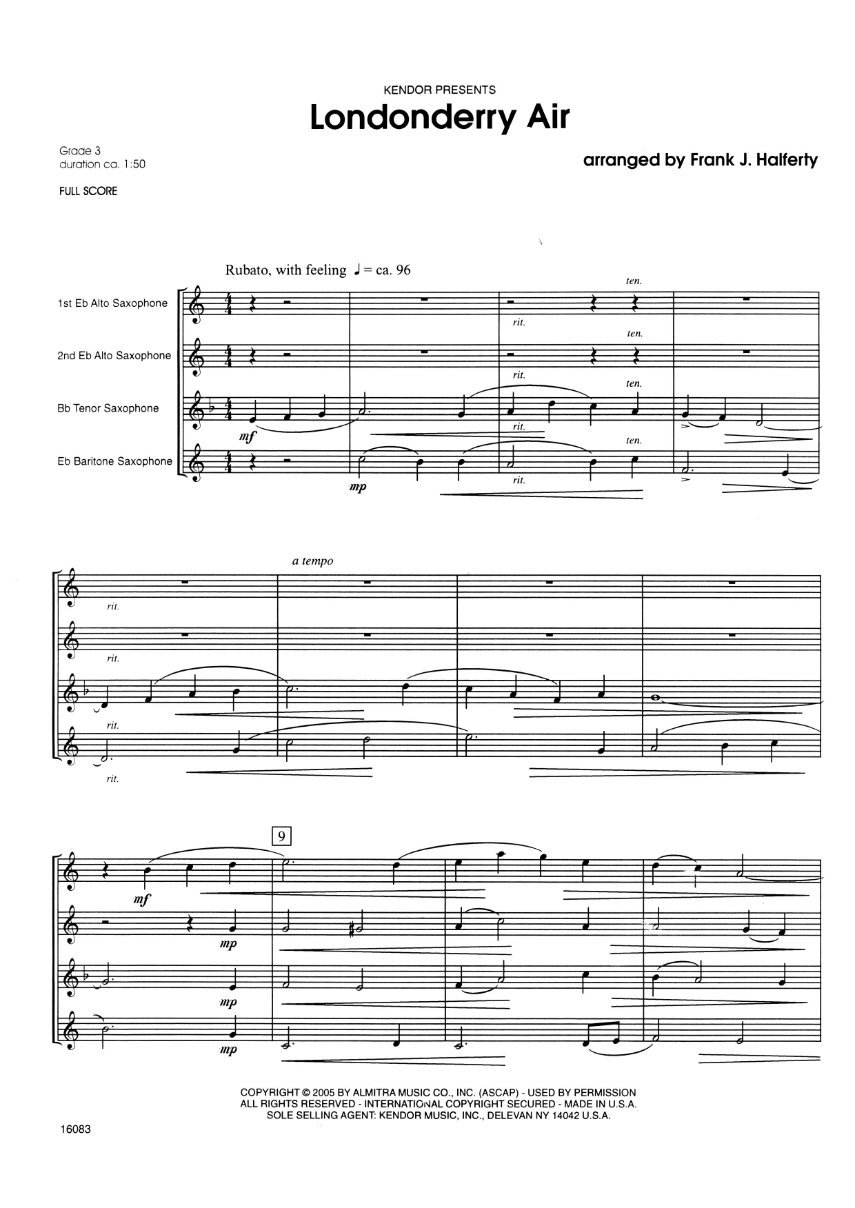 Download Frank J. Halferty Londonderry Air - Full Score Sheet Music