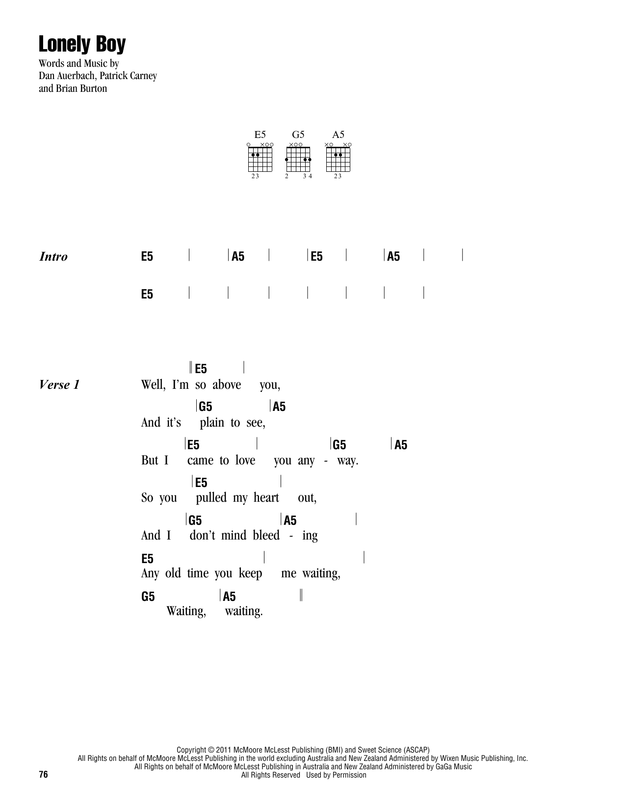 Download The Black Keys Lonely Boy Sheet Music