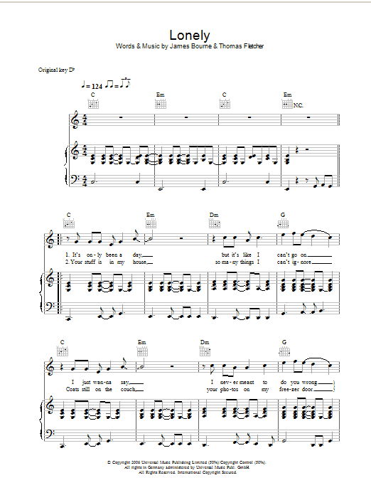 Download McFly Lonely Sheet Music