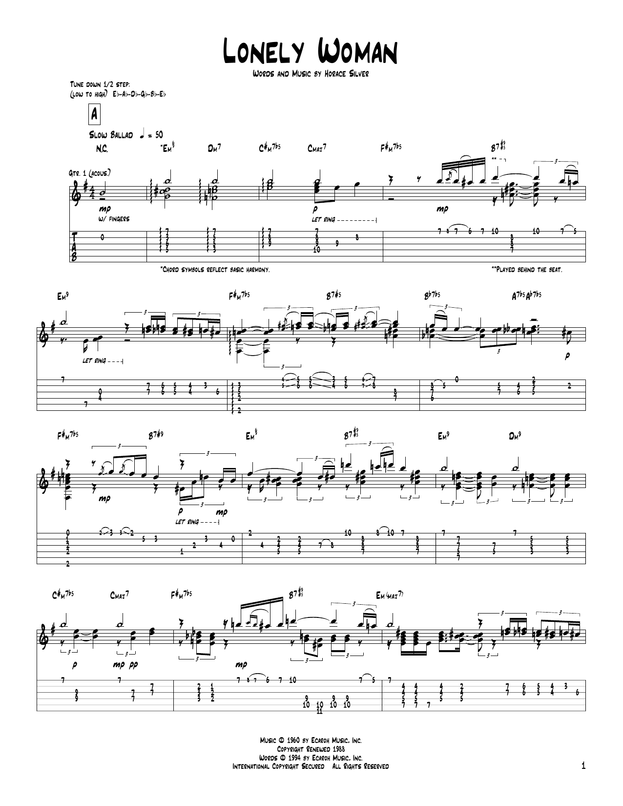 Download Pat Metheny Lonely Woman Sheet Music