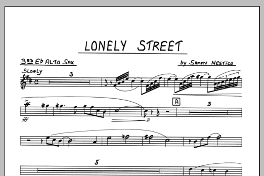 Download Sammy Nestico Lonely Street - 3rd Eb Alto Saxophone Sheet Music
