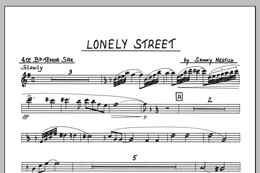 Download Sammy Nestico Lonely Street - 4TH Bb TENOR SAXOPHONE Sheet Music