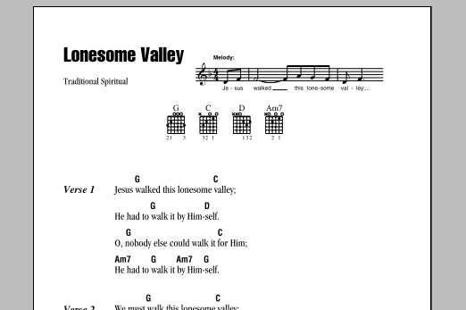 Download Traditional Spiritual Lonesome Valley Sheet Music