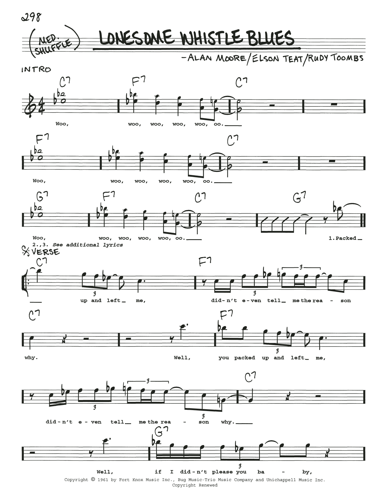 Download Rudy Toombs Lonesome Whistle Blues Sheet Music