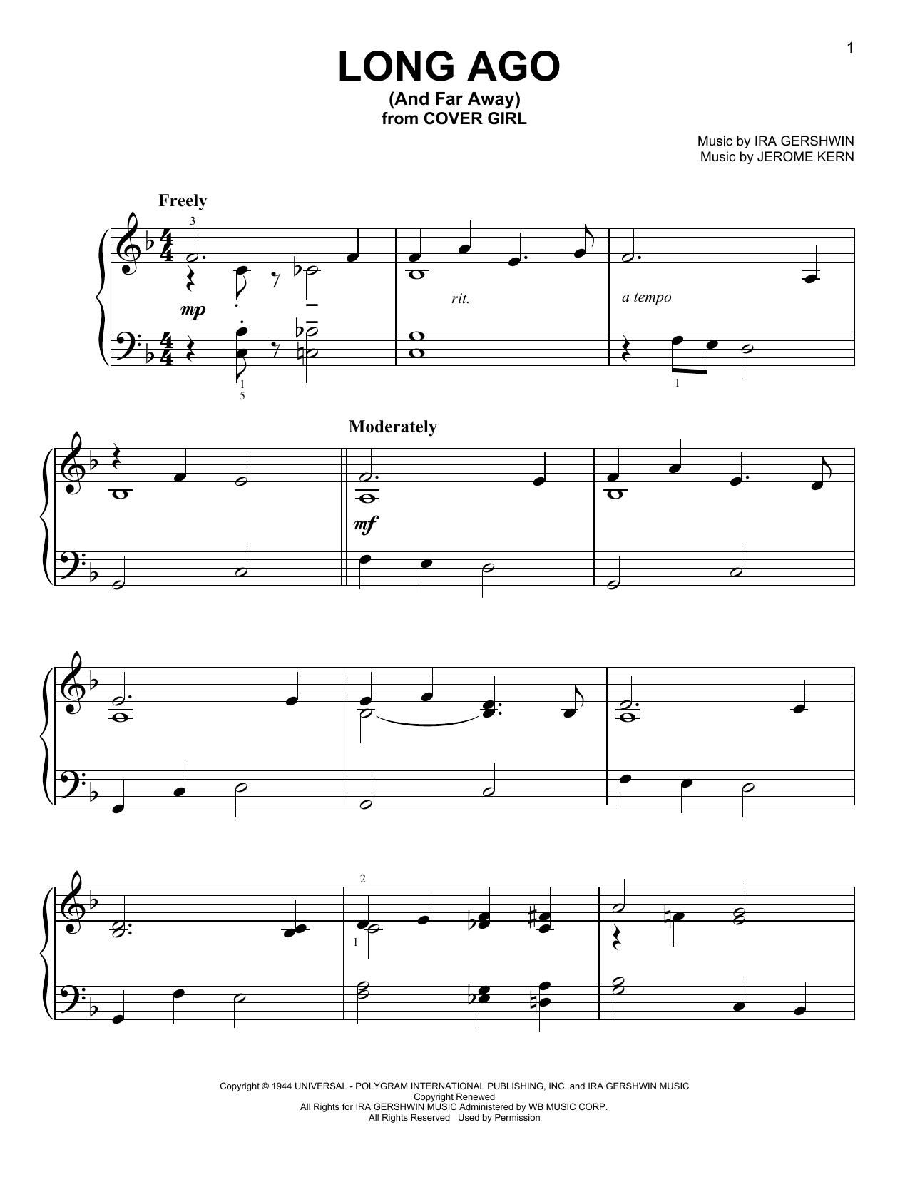 Download Ira Gershwin Long Ago (And Far Away) Sheet Music