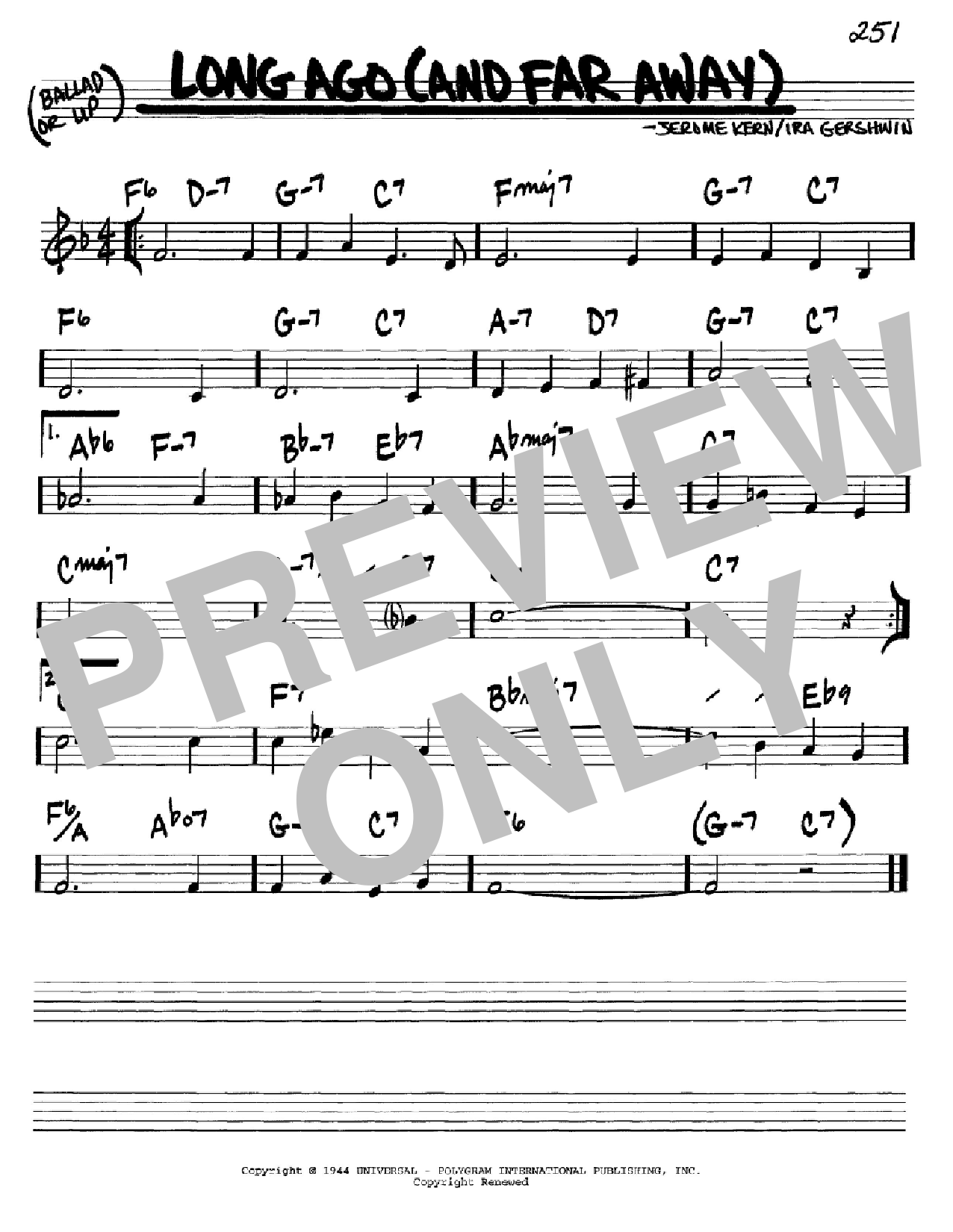 Download Jerome Kern Long Ago (And Far Away) Sheet Music
