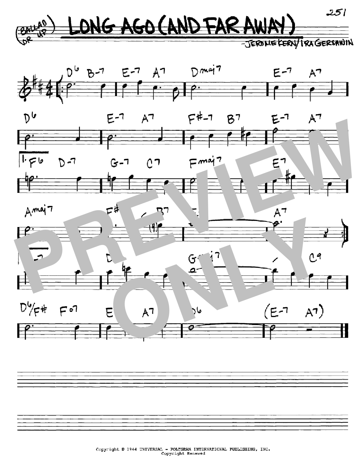 Download Jerome Kern Long Ago (And Far Away) Sheet Music