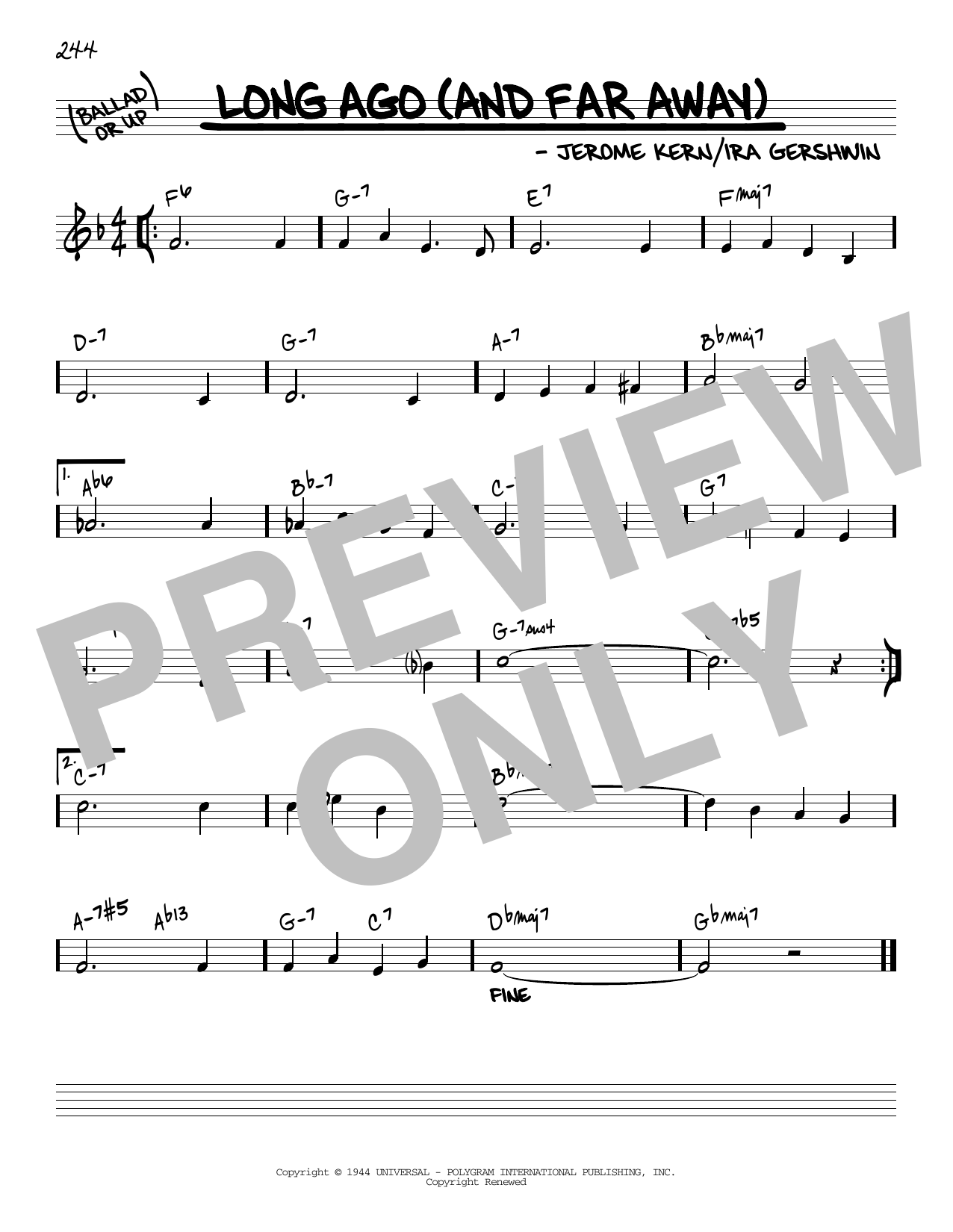Download Jerome Kern Long Ago (And Far Away) [Reharmonized v Sheet Music