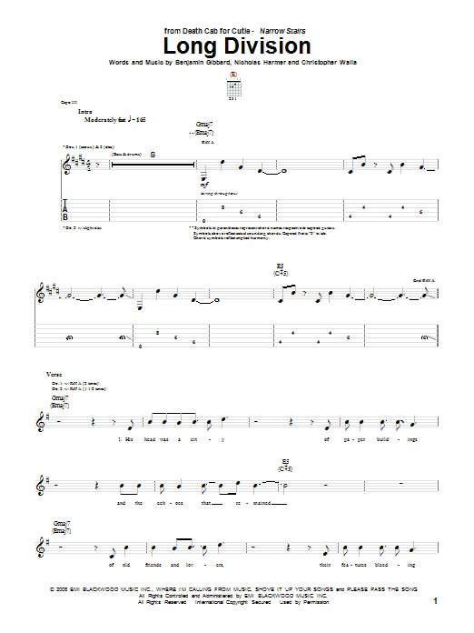 Download Death Cab For Cutie Long Division Sheet Music
