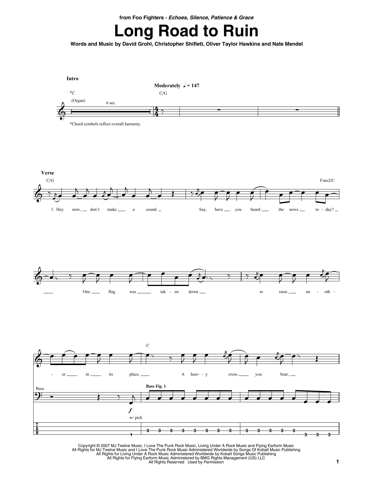 Download Foo Fighters Long Road To Ruin Sheet Music