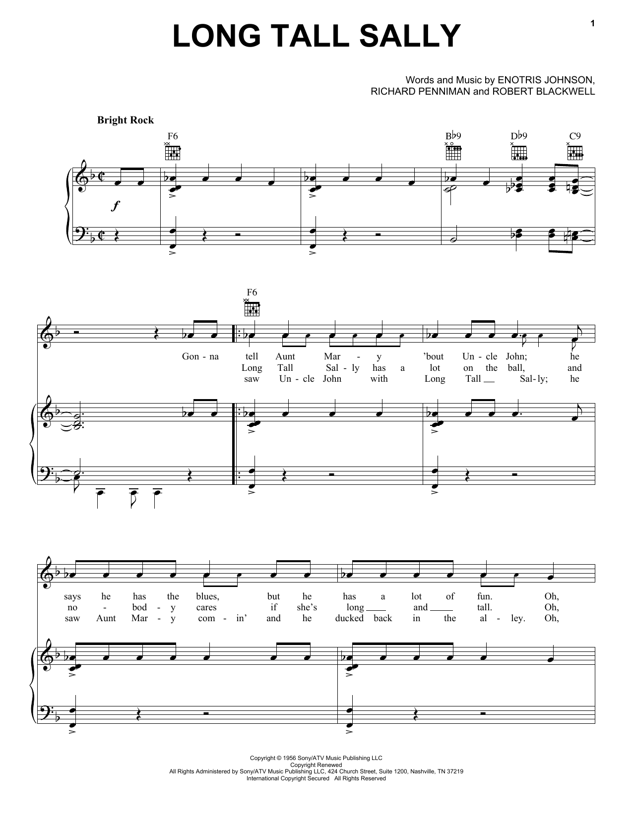 Download Little Richard Long Tall Sally Sheet Music