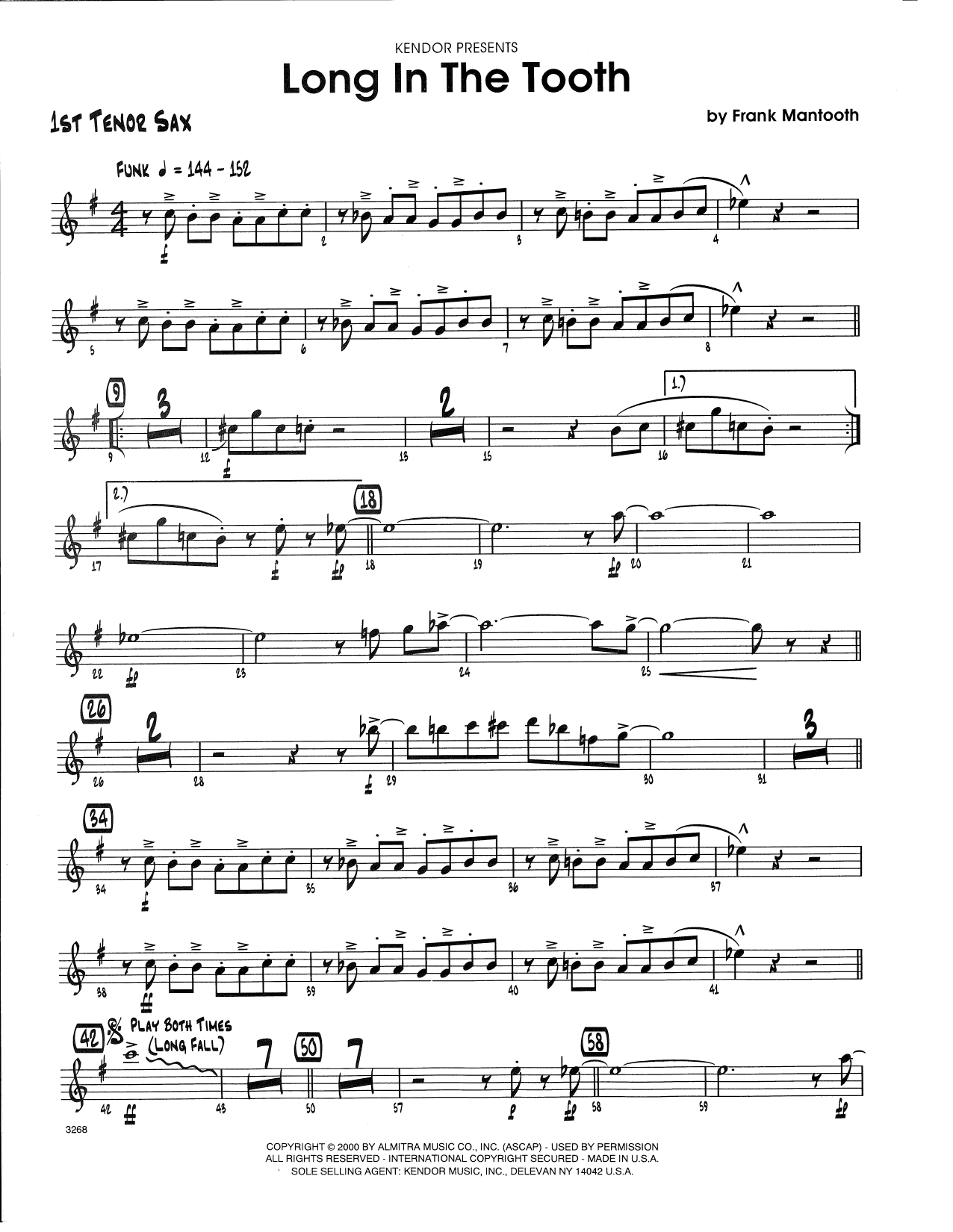 Download Frank Mantooth Long In The Tooth - 1st Tenor Saxophone Sheet Music