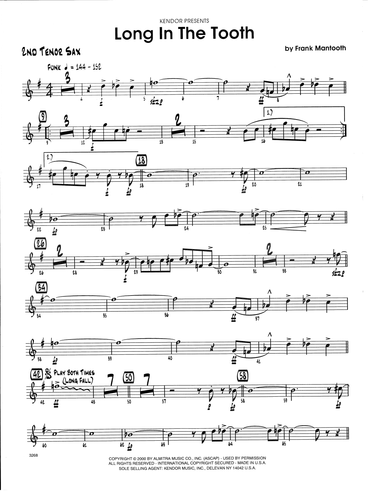 Download Frank Mantooth Long In The Tooth - 2nd Bb Tenor Saxoph Sheet Music