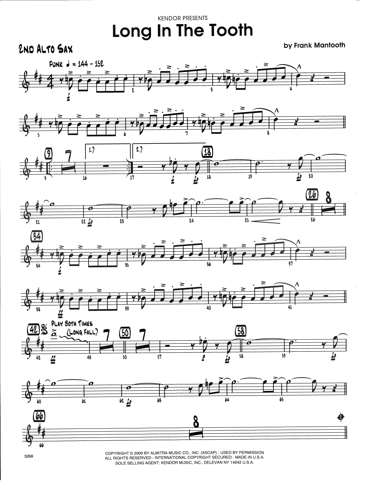 Download Frank Mantooth Long In The Tooth - 2nd Eb Alto Saxopho Sheet Music