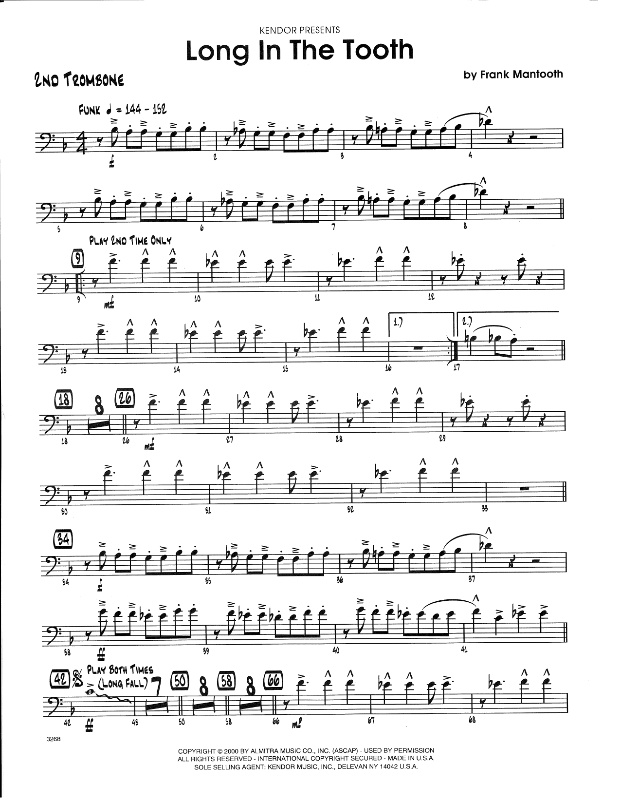 Download Frank Mantooth Long In The Tooth - 2nd Trombone Sheet Music