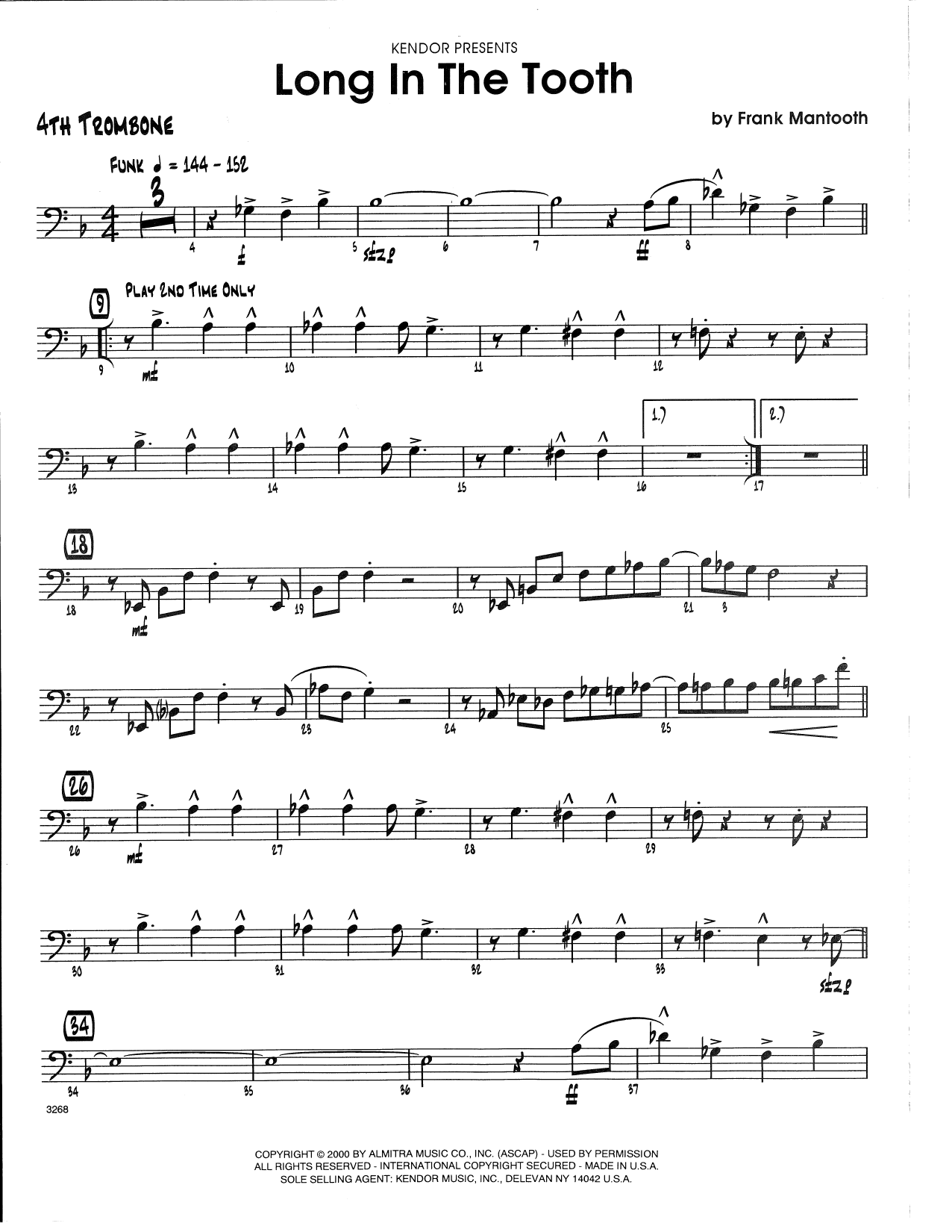 Download Frank Mantooth Long In The Tooth - 4th Trombone Sheet Music