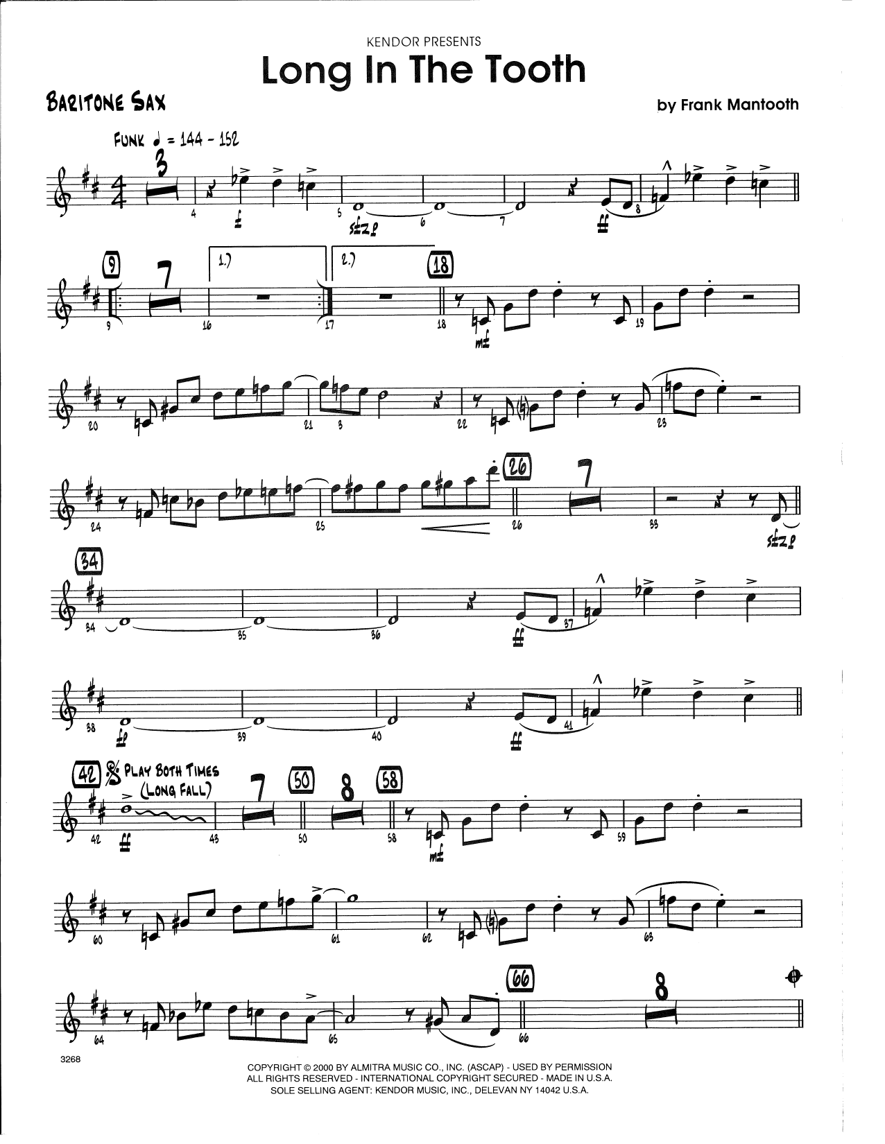 Download Frank Mantooth Long In The Tooth - Eb Baritone Saxopho Sheet Music