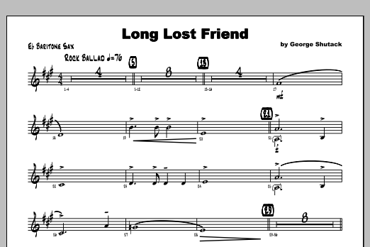 Download Shutack Long Lost Friend - Baritone Sax Sheet Music