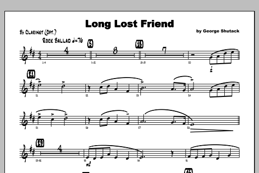 Download Shutack Long Lost Friend - Clarinet Sheet Music
