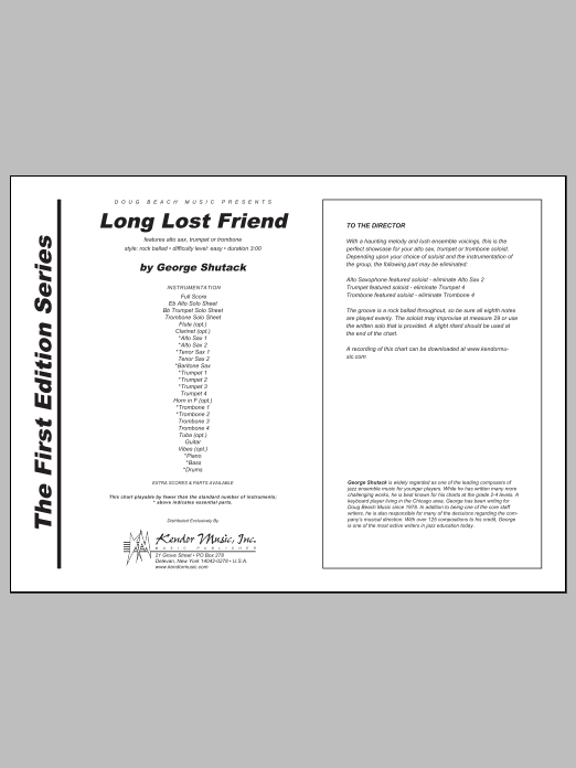 Download Shutack Long Lost Friend - Full Score Sheet Music