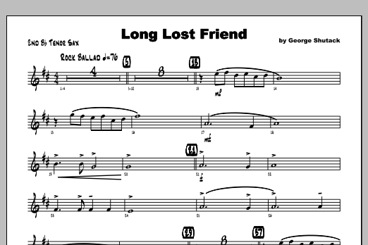 Download Shutack Long Lost Friend - Tenor Sax 2 Sheet Music