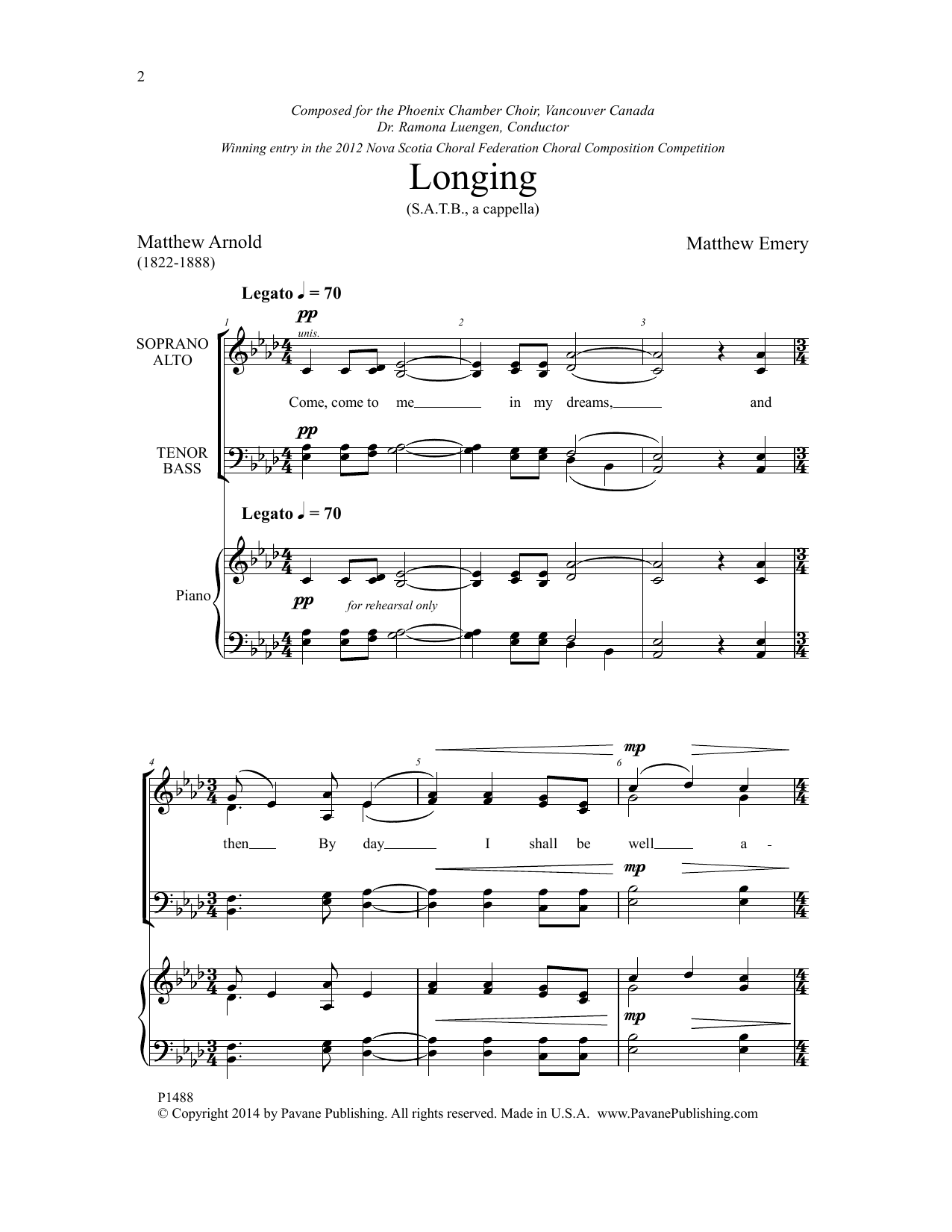 Download Matthew Arnold Longing Sheet Music
