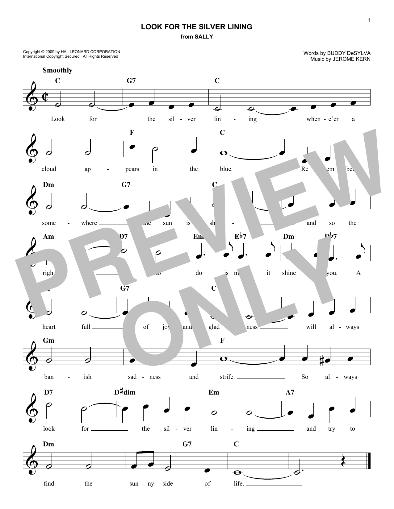 Download Jerome Kern Look For The Silver Lining Sheet Music