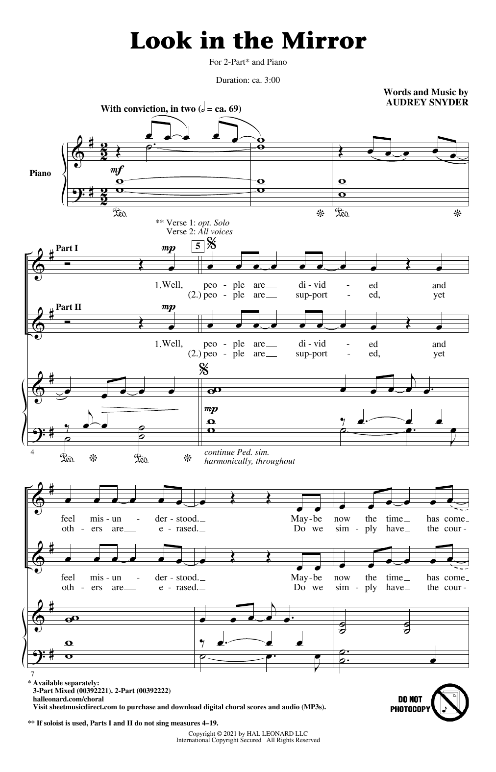 Download Audrey Snyder Look In The Mirror Sheet Music