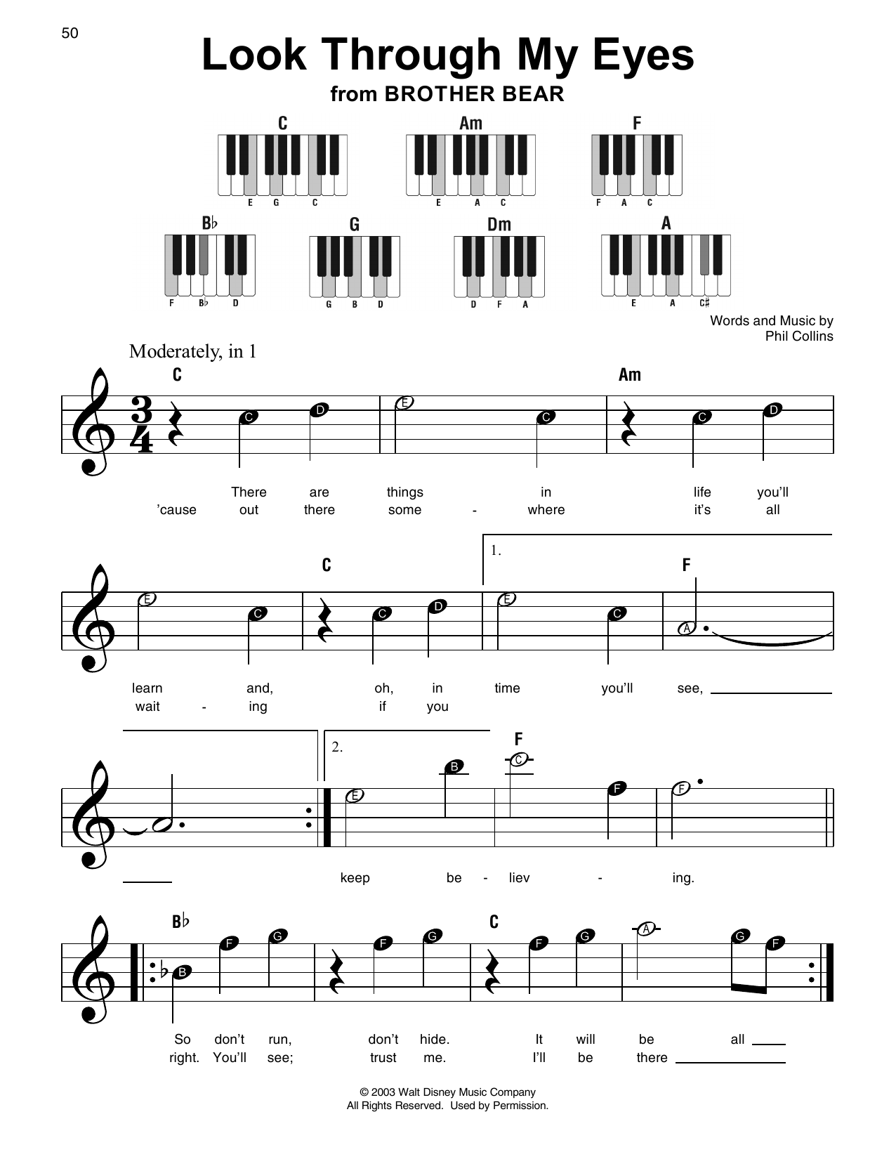 Download Phil Collins Look Through My Eyes (from Bridge To Te Sheet Music
