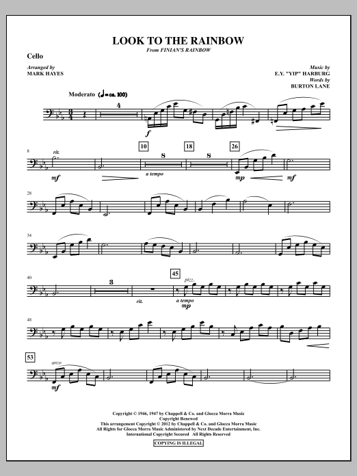 Download Mark Hayes Look To The Rainbow - Cello Sheet Music
