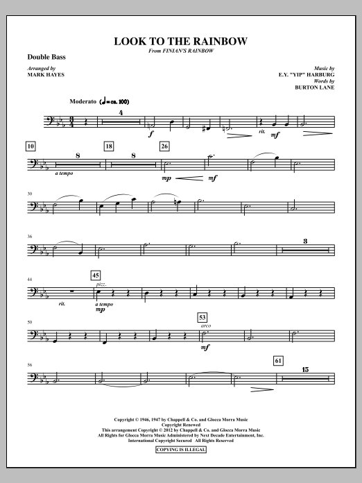 Download Mark Hayes Look To The Rainbow - Double Bass Sheet Music