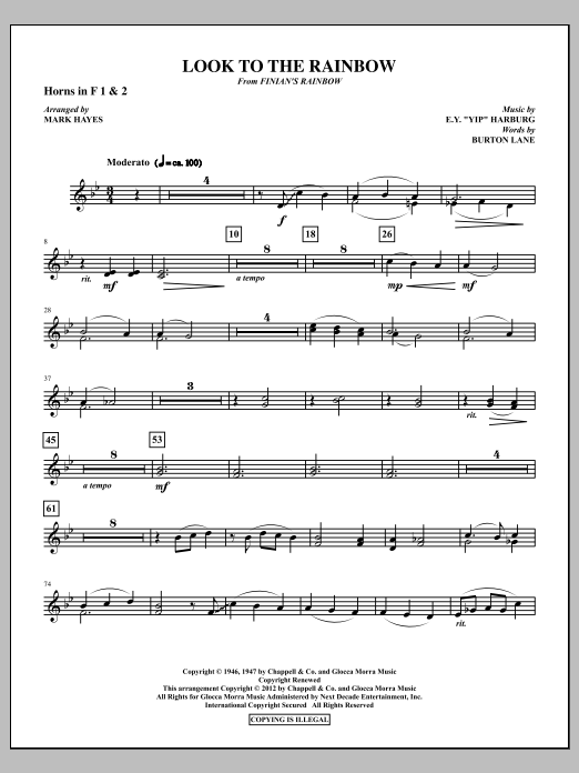 Download Mark Hayes Look To The Rainbow - F Horn 1,2 Sheet Music