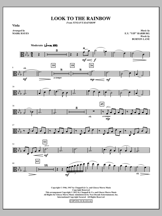 Download Mark Hayes Look To The Rainbow - Viola Sheet Music