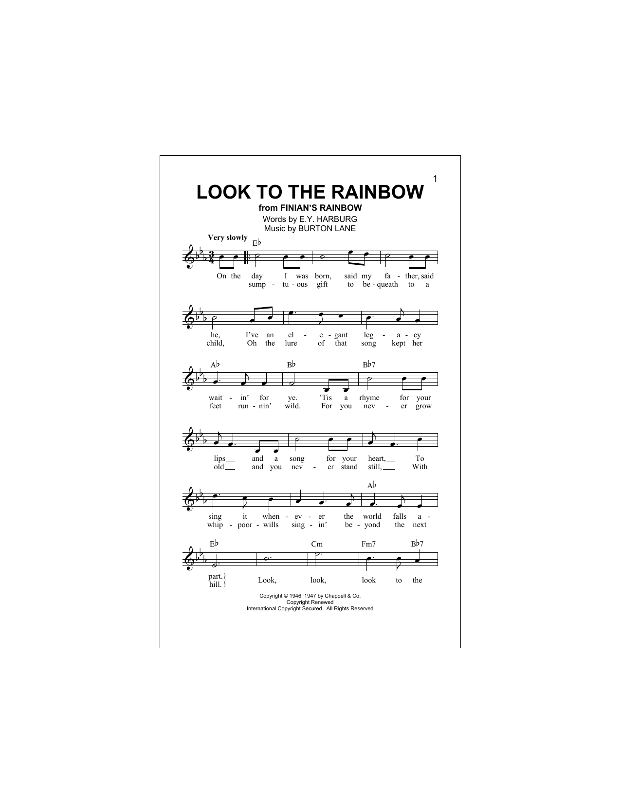 Download E.Y. Harburg Look To The Rainbow Sheet Music