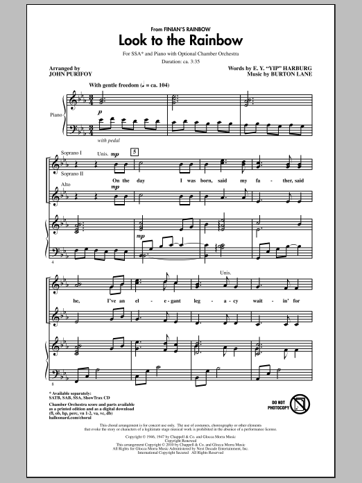 Download John Purifoy Look To The Rainbow (from Finian's Rain Sheet Music