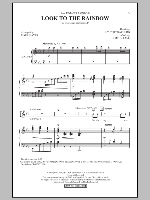 Download Mark Hayes Look To The Rainbow Sheet Music