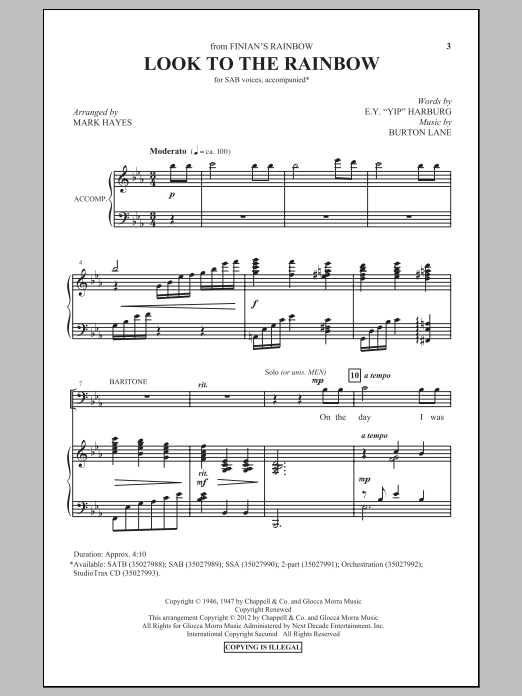 Download Mark Hayes Look To The Rainbow Sheet Music
