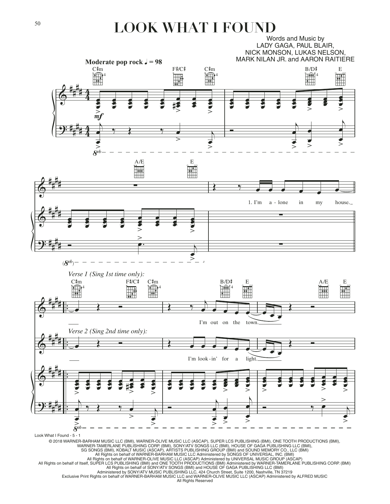 Download Lady Gaga Look What I Found (from A Star Is Born) Sheet Music