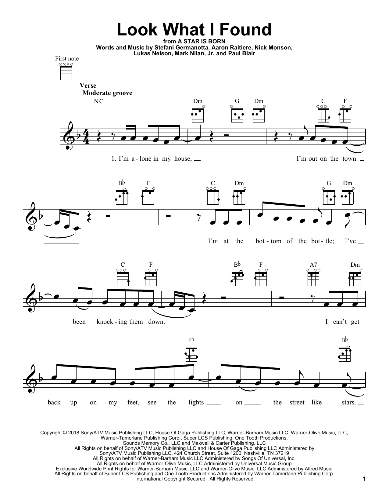 Download Lady Gaga Look What I Found (from A Star Is Born) Sheet Music