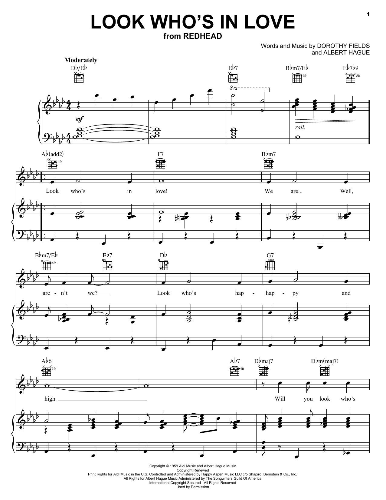 Download Dorothy Fields Look Who's In Love Sheet Music