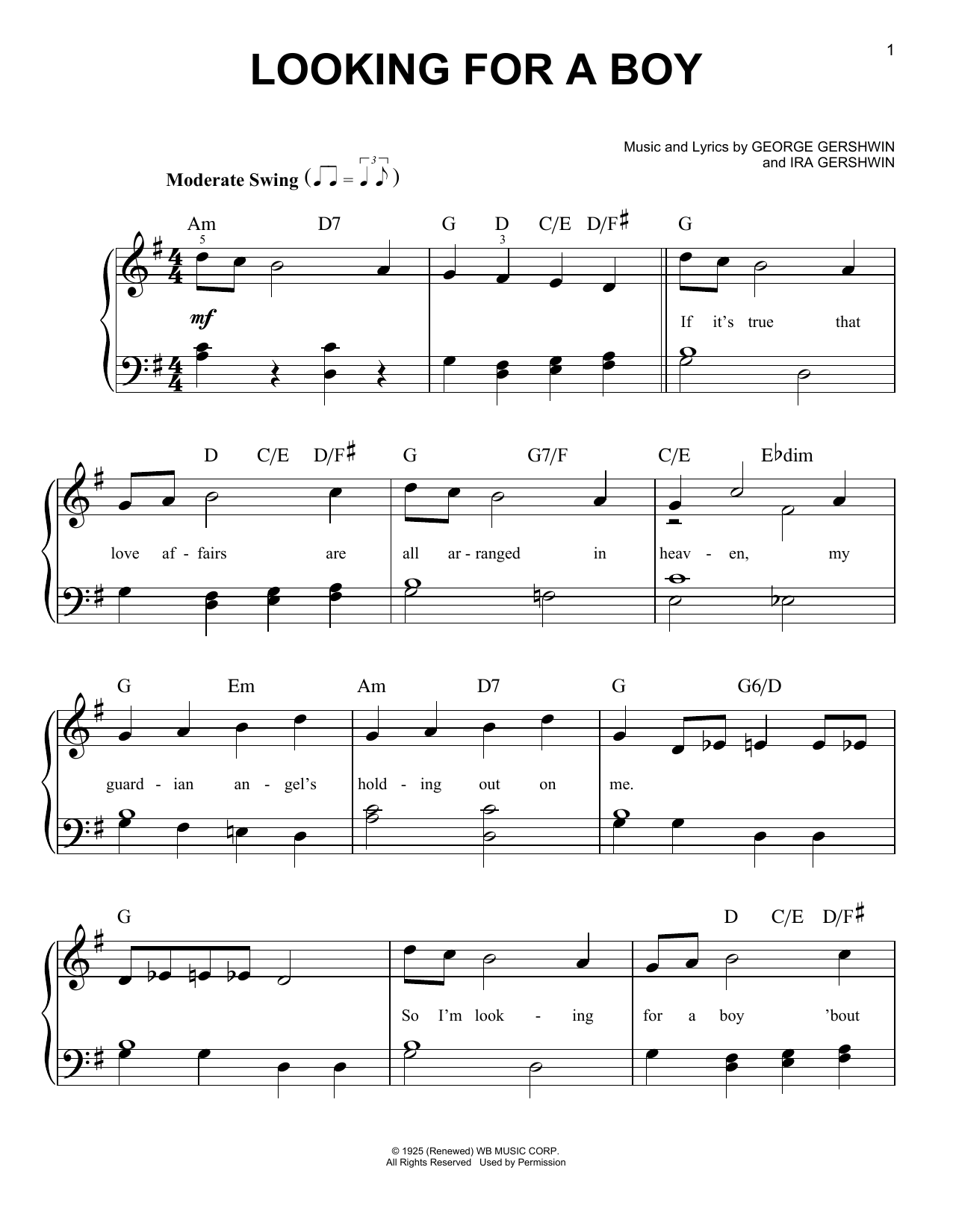 Download George Gershwin Looking For A Boy Sheet Music