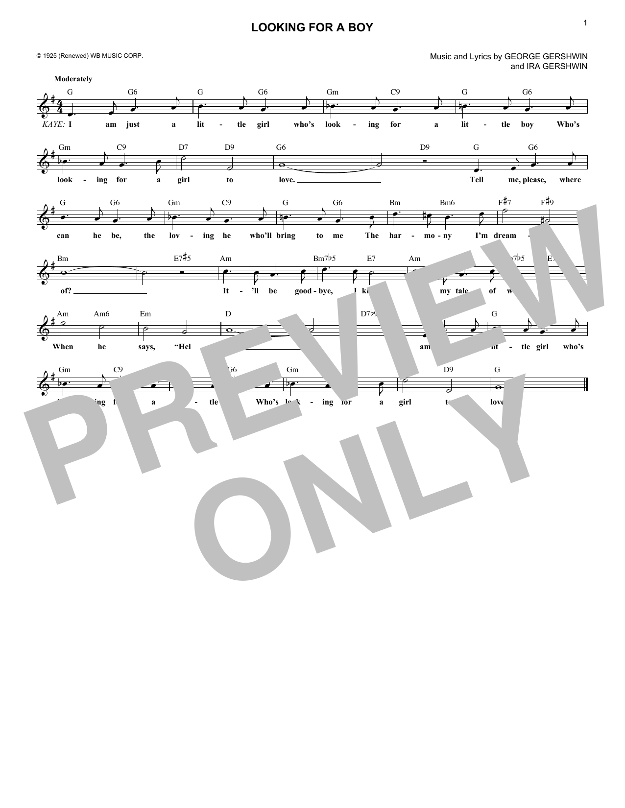 Download George Gershwin Looking For A Boy Sheet Music