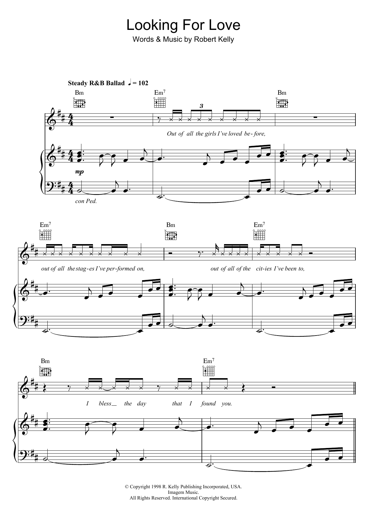 Download R. Kelly Looking For Love Sheet Music