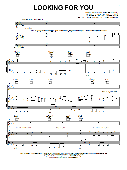Download Kirk Franklin Looking For You Sheet Music